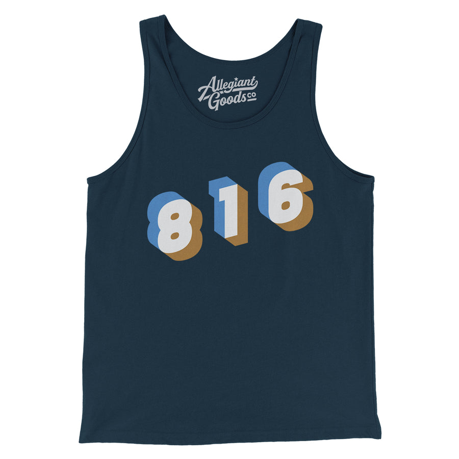 Kansas City 816 Area Code Men/Unisex Tank Top-Navy-Allegiant Goods Co. Vintage Sports Apparel