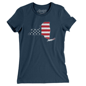 New York American Flag Women's T-Shirt-Allegiant Goods Co. Vintage Sports Apparel