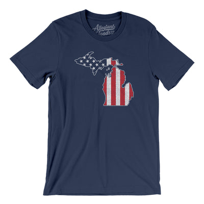 Michigan American Flag Men/Unisex T-Shirt-Navy-Allegiant Goods Co. Vintage Sports Apparel
