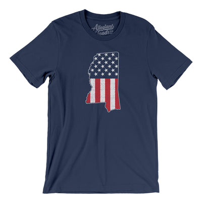 Mississippi American Flag Men/Unisex T-Shirt-Navy-Allegiant Goods Co. Vintage Sports Apparel