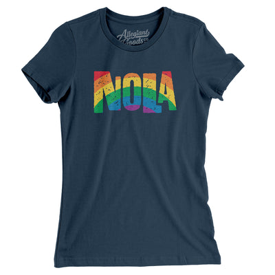 New Orleans Louisiana Pride Women's T-Shirt-Navy-Allegiant Goods Co. Vintage Sports Apparel