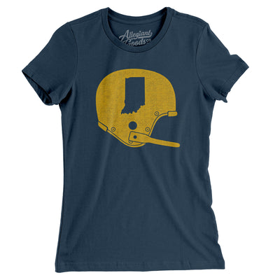 Indiana Vintage Football Helmet Women's T-Shirt-Navy-Allegiant Goods Co. Vintage Sports Apparel