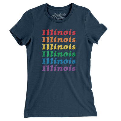 Illinois Pride Women's T-Shirt-Navy-Allegiant Goods Co. Vintage Sports Apparel