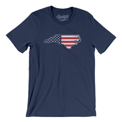 North Carolina American Flag Men/Unisex T-Shirt-Navy-Allegiant Goods Co. Vintage Sports Apparel