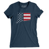 Connecticut American Flag Women's T-Shirt-Navy-Allegiant Goods Co. Vintage Sports Apparel