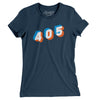 Oklahoma City 405 Area Code Women's T-Shirt-Navy-Allegiant Goods Co. Vintage Sports Apparel