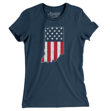 Indiana American Flag Women's T-Shirt-Allegiant Goods Co. Vintage Sports Apparel