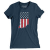 Indiana American Flag Women's T-Shirt-Navy-Allegiant Goods Co. Vintage Sports Apparel