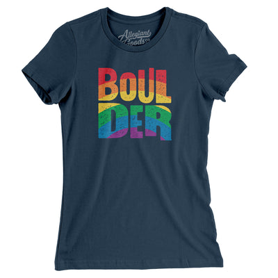 Boulder Colorado Pride Women's T-Shirt-Navy-Allegiant Goods Co. Vintage Sports Apparel