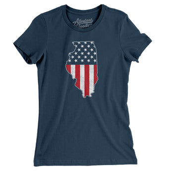 Illinois American Flag Women's T-Shirt-Allegiant Goods Co. Vintage Sports Apparel