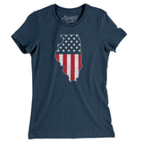 Illinois American Flag Women's T-Shirt-Allegiant Goods Co. Vintage Sports Apparel