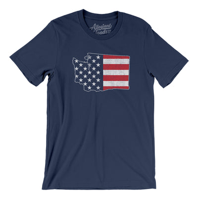 Washington American Flag Men/Unisex T-Shirt-Navy-Allegiant Goods Co. Vintage Sports Apparel