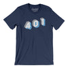 Rhode Island 401 Area Code Men/Unisex T-Shirt-Navy-Allegiant Goods Co. Vintage Sports Apparel