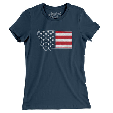 Montana American Flag Women's T-Shirt-Allegiant Goods Co. Vintage Sports Apparel
