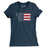 Montana American Flag Women's T-Shirt-Navy-Allegiant Goods Co. Vintage Sports Apparel