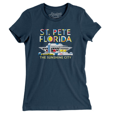 St. Pete Florida Pier Women's T-Shirt-Navy-Allegiant Goods Co. Vintage Sports Apparel