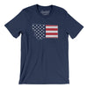 Montana American Flag Men/Unisex T-Shirt-Navy-Allegiant Goods Co. Vintage Sports Apparel
