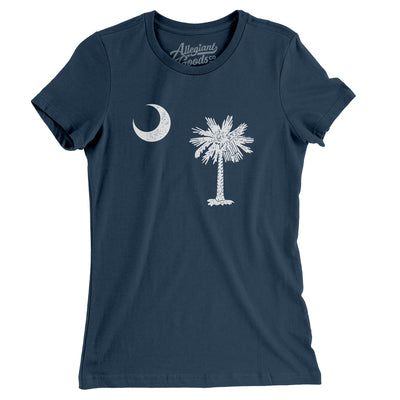 South Carolina State Flag Women's T-Shirt-Navy-Allegiant Goods Co. Vintage Sports Apparel