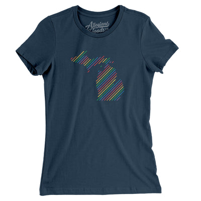 Michigan Pride State Women's T-Shirt-Navy-Allegiant Goods Co. Vintage Sports Apparel