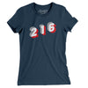 Cleveland 216 Area Code Women's T-Shirt-Navy-Allegiant Goods Co. Vintage Sports Apparel