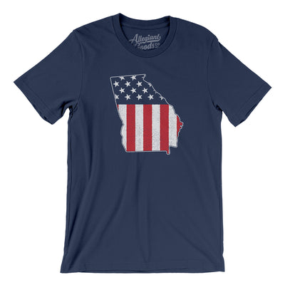Georgia American Flag Men/Unisex T-Shirt-Navy-Allegiant Goods Co. Vintage Sports Apparel