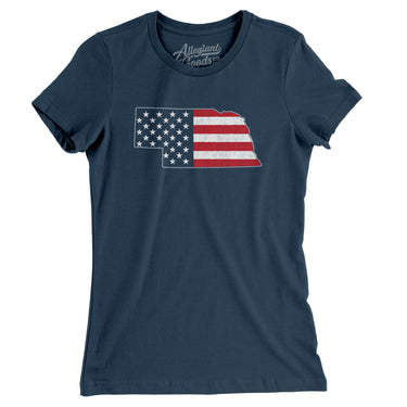 Nebraska American Flag Women's T-Shirt-Allegiant Goods Co. Vintage Sports Apparel