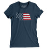 Nebraska American Flag Women's T-Shirt-Navy-Allegiant Goods Co. Vintage Sports Apparel