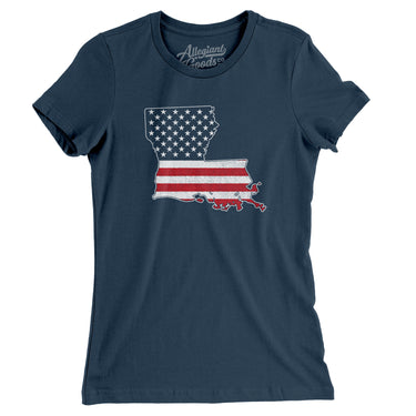Louisiana American Flag Women's T-Shirt-Allegiant Goods Co. Vintage Sports Apparel