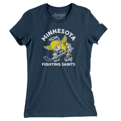Minnesota Fighting Saints Hockey Women's T-Shirt-Navy-Allegiant Goods Co. Vintage Sports Apparel