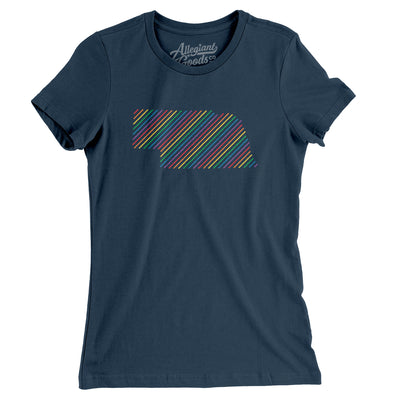 Nebraska Pride State Women's T-Shirt-Navy-Allegiant Goods Co. Vintage Sports Apparel
