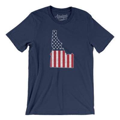 Idaho American Flag Men/Unisex T-Shirt-Navy-Allegiant Goods Co. Vintage Sports Apparel