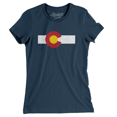 Colorado State Flag Women's T-Shirt-Navy-Allegiant Goods Co. Vintage Sports Apparel