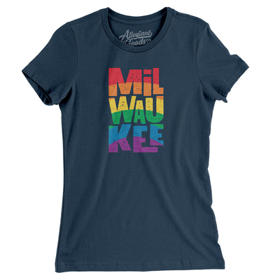 Milwaukee Wisconsin Pride Women's T-Shirt-Navy-Allegiant Goods Co. Vintage Sports Apparel