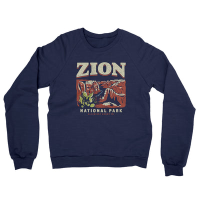 Zion National Park Midweight Crewneck Sweatshirt-Classic Navy-Allegiant Goods Co. Vintage Sports Apparel