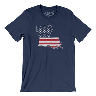 Louisiana American Flag Men/Unisex T-Shirt-Navy-Allegiant Goods Co. Vintage Sports Apparel