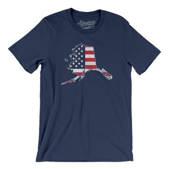 Alaska American Flag Men/Unisex T-Shirt-Navy-Allegiant Goods Co. Vintage Sports Apparel