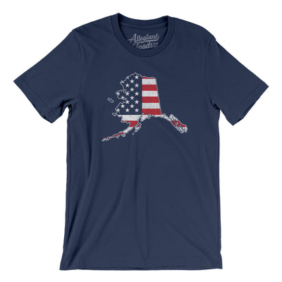 Alaska American Flag Men/Unisex T-Shirt-Navy-Allegiant Goods Co. Vintage Sports Apparel