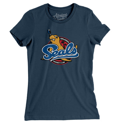 Orlando Seals Hockey Women's T-Shirt-Navy-Allegiant Goods Co. Vintage Sports Apparel
