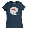 Massachusetts Vintage Football Helmet Women's T-Shirt-Navy-Allegiant Goods Co. Vintage Sports Apparel