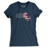 Massachusetts American Flag Women's T-Shirt-Navy-Allegiant Goods Co. Vintage Sports Apparel