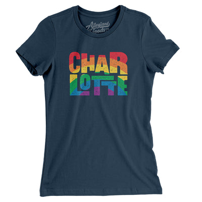 Charlotte North Carolina Pride Women's T-Shirt-Navy-Allegiant Goods Co. Vintage Sports Apparel
