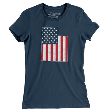 Utah American Flag Women's T-Shirt-Allegiant Goods Co. Vintage Sports Apparel