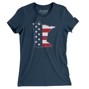 Minnesota American Flag Women's T-Shirt-Allegiant Goods Co. Vintage Sports Apparel