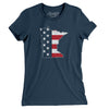 Minnesota American Flag Women's T-Shirt-Navy-Allegiant Goods Co. Vintage Sports Apparel