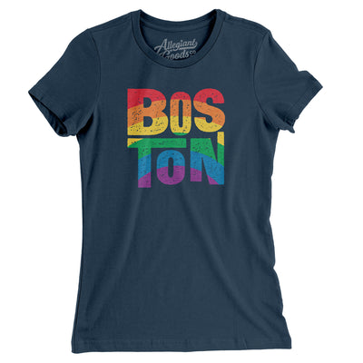 Boston Massachusetts Pride Women's T-Shirt-Navy-Allegiant Goods Co. Vintage Sports Apparel