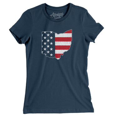 Ohio American Flag Women's T-Shirt-Allegiant Goods Co. Vintage Sports Apparel