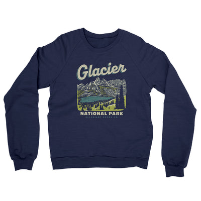 Glacier National Park Midweight Crewneck Sweatshirt-Classic Navy-Allegiant Goods Co. Vintage Sports Apparel