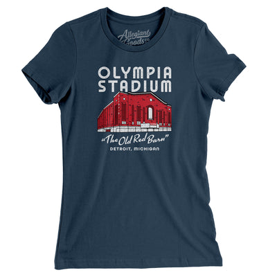 Detroit Olympia Stadium Women's T-Shirt-Navy-Allegiant Goods Co. Vintage Sports Apparel