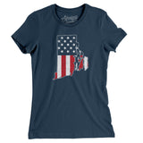 Rhode Island American Flag Women's T-Shirt-Allegiant Goods Co. Vintage Sports Apparel