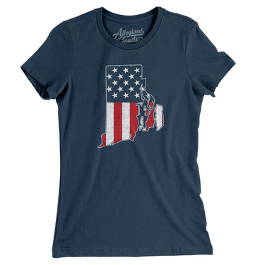 Rhode Island American Flag Women's T-Shirt-Allegiant Goods Co. Vintage Sports Apparel